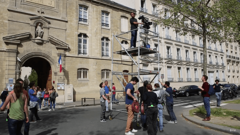 The film crew in the streets of Paris - Save Kids Lives - A film directed by Luc Besson - #SAVEKIDSLIVES - FIA foundation